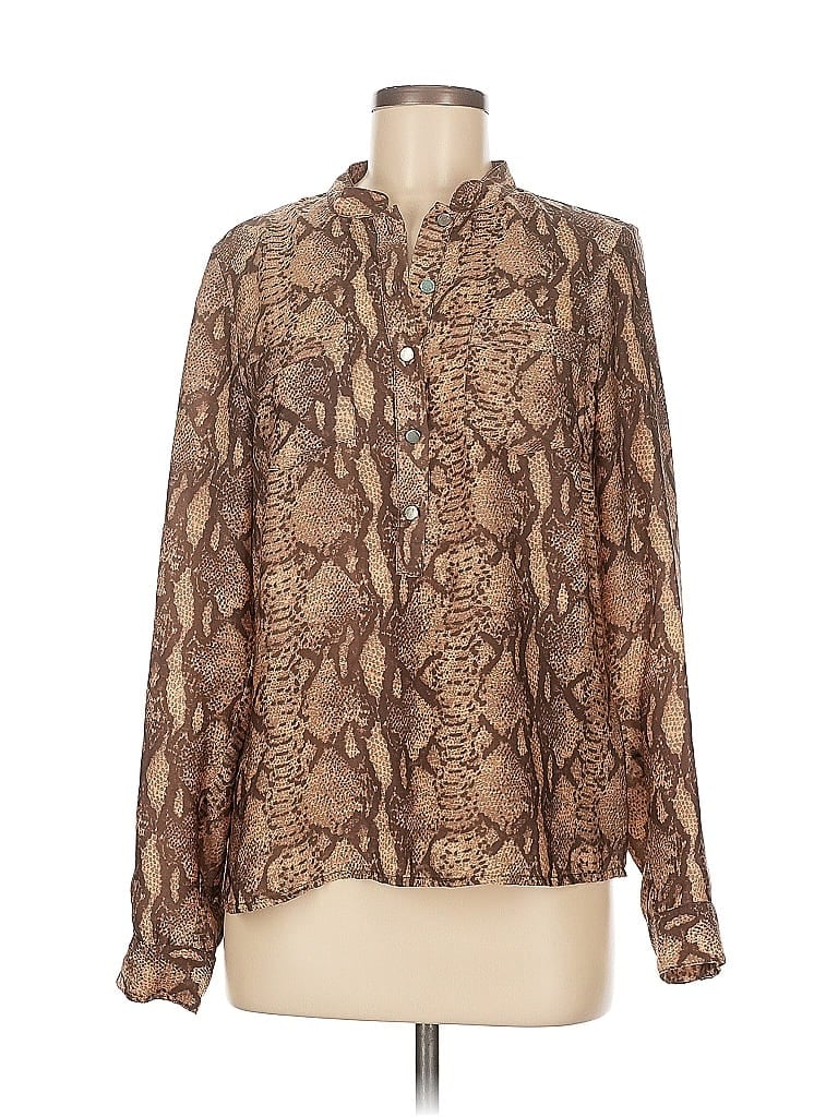 Pre-owned H&m Long Sleeve Blouse In Brown