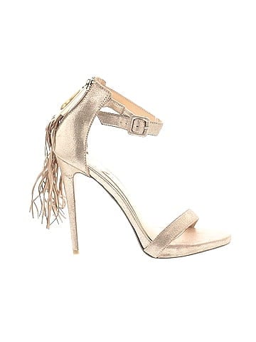 B Brian Atwood Metallic Leather Tassel Sandals (view 1)