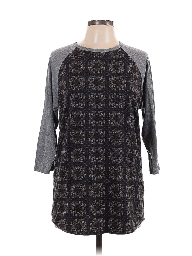 Pre-owned Lularoe 3/4 Sleeve T-shirt In Gray