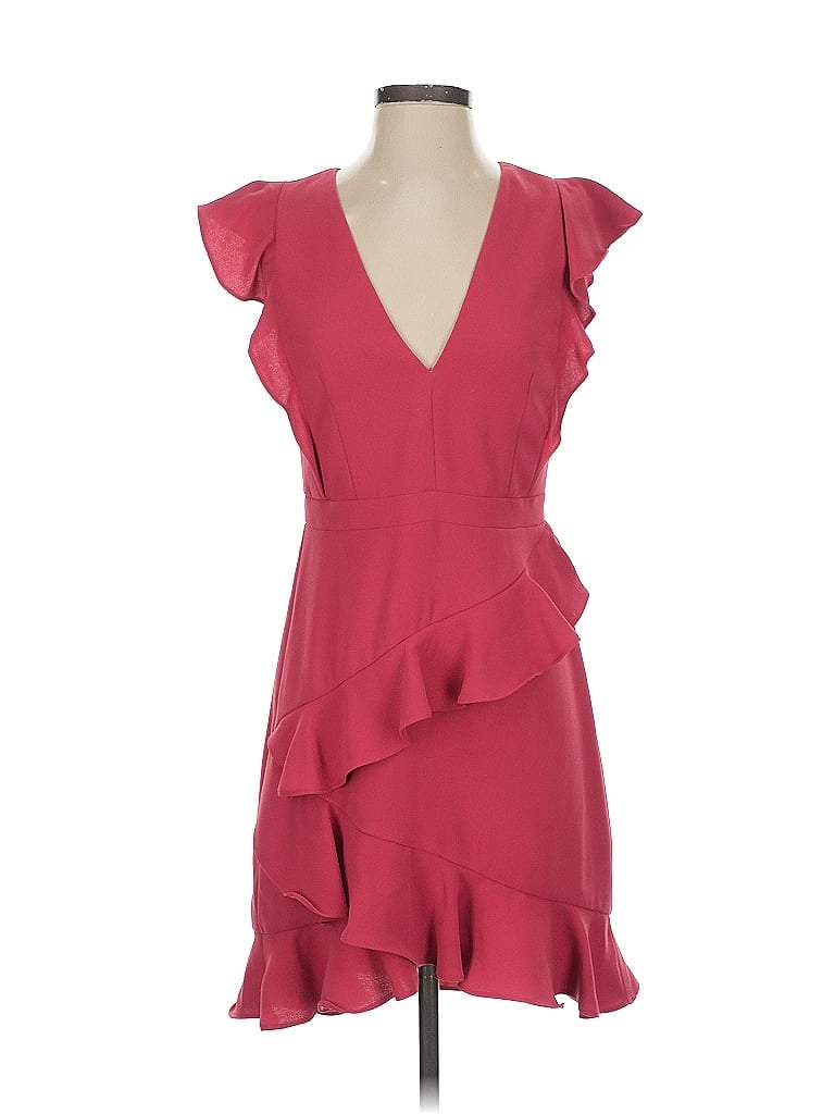Pre-owned ml Monique Lhuillier Cocktail Dress In Burgundy