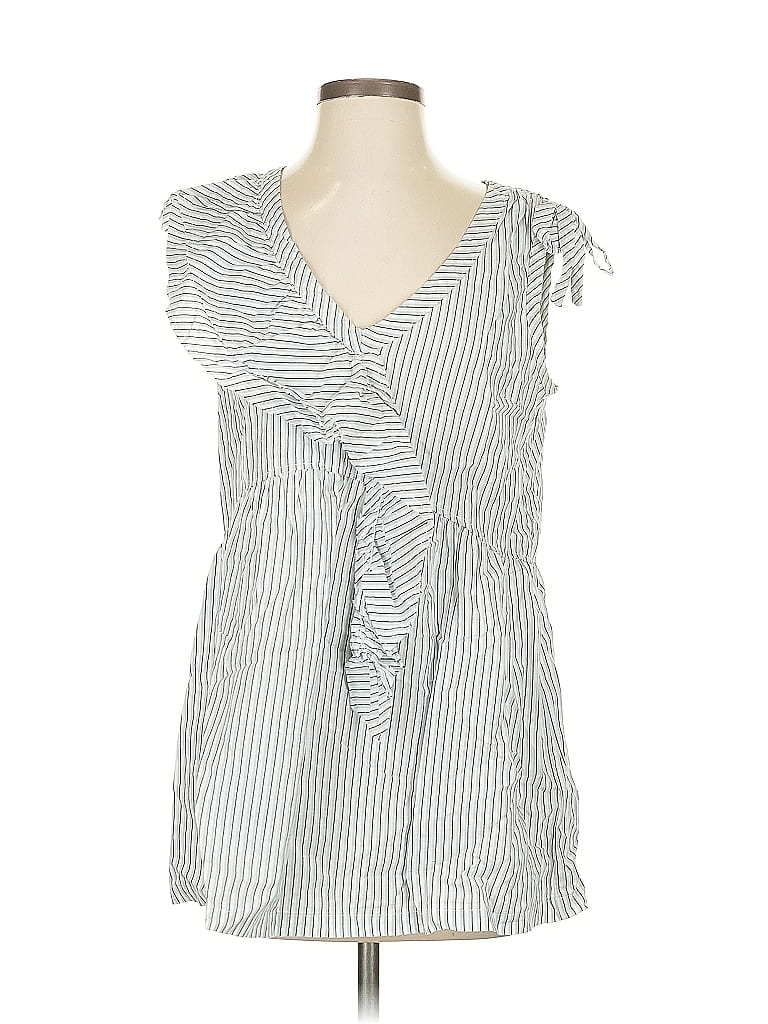 Pre-owned Left Of Center Sleeveless Blouse In Silver