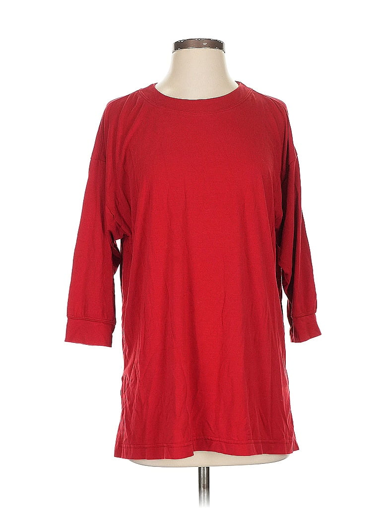 Pre-owned Athleta 3/4 Sleeve T-shirt In Red