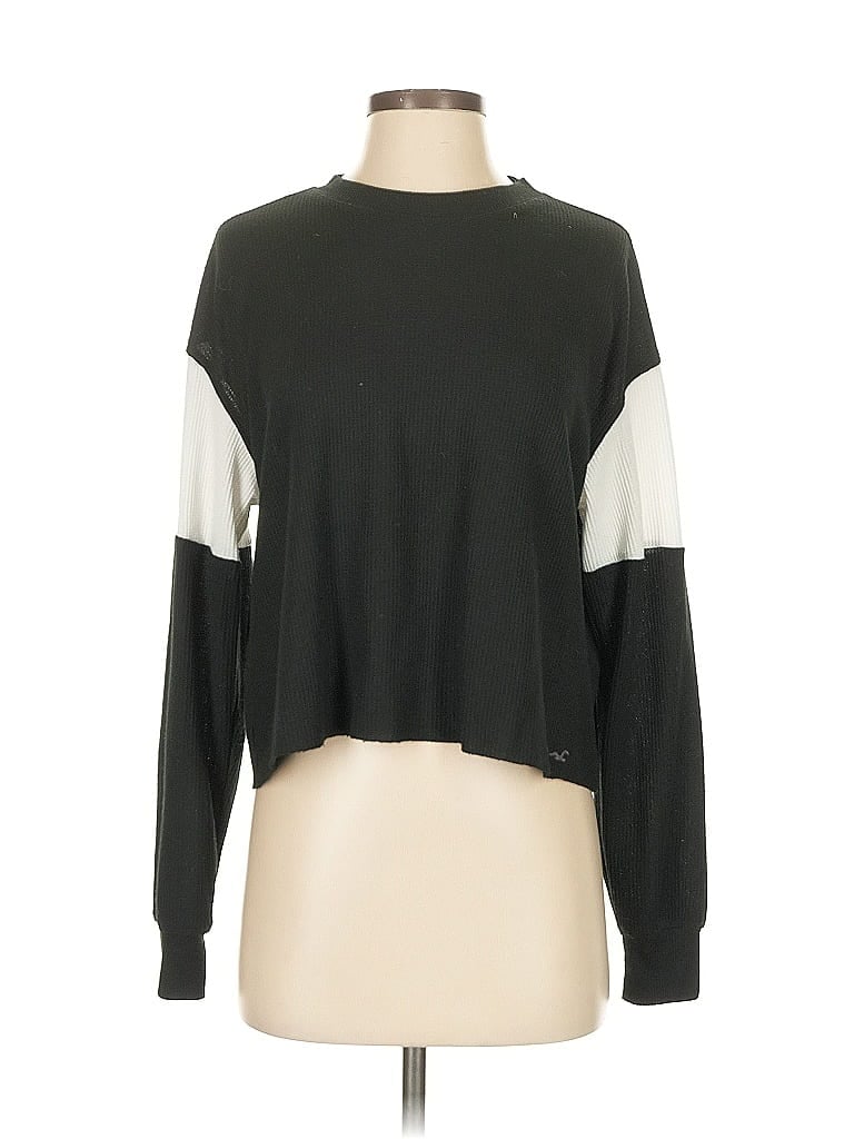 Pre-owned Hollister Long Sleeve Top Black Crew Neck Tops