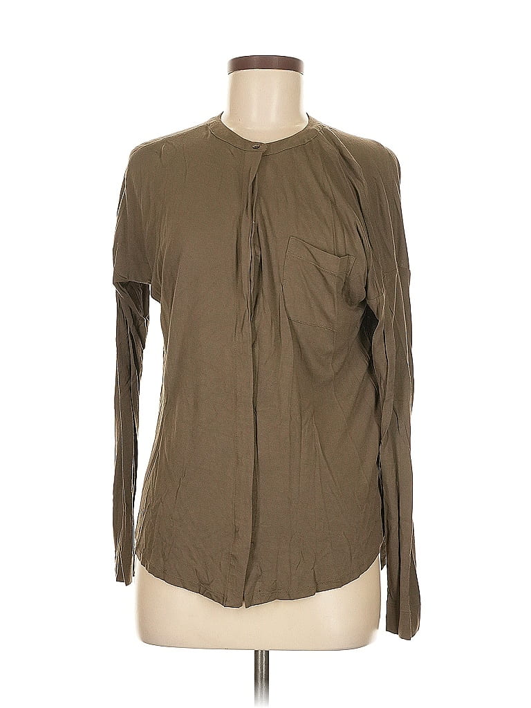 Pre-owned Ann Taylor Loft Long Sleeve Blouse In Green