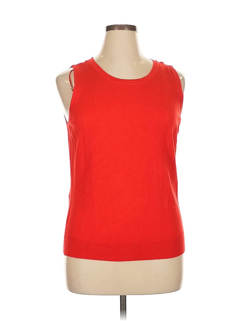 Pre-owned Roz & Ali Sleeveless Top Red Scoop Neck Tops