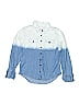 Justice Color Block Blue Long Sleeve Button-Down Shirt Size 7 - photo 1