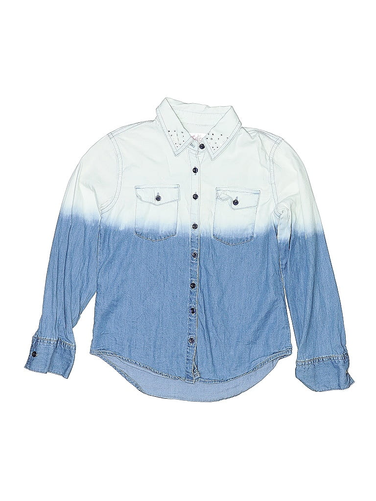 Click to view more detailed imagery on our partner's website Pre-owned Justice Kids' Long Sleeve Button Down Shirt In Blue