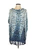 Express Design Studio 100% Viscose Animal Print Blue 3/4 Sleeve Blouse Size 40/42 - photo 1