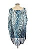 Express Design Studio 100% Viscose Animal Print Blue 3/4 Sleeve Blouse Size 40/42 - photo 2