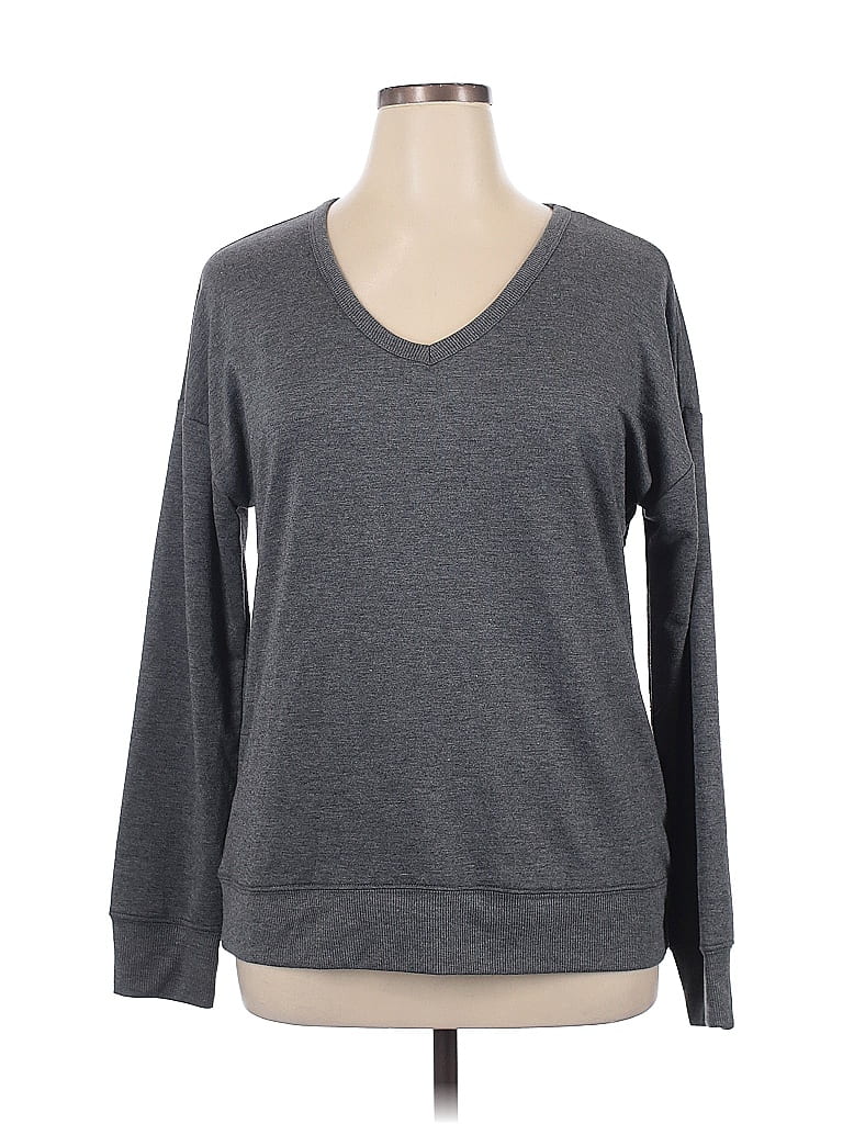 Balance Collection Solid Color Block Gray Pullover Sweater Size XL - photo 1