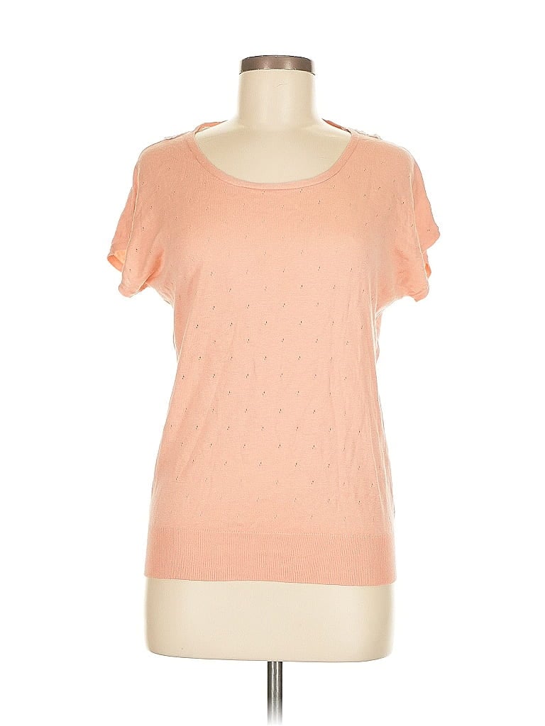 Maurices Short Sleeve Top Orange Scoop Neck Tops In Pink