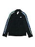 Adidas 100% Polyester Stripes Black Blue Track Jacket Size 10 - photo 1