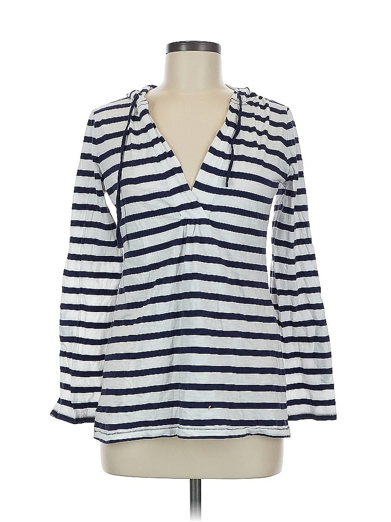 Ann Taylor LOFT Outlet 100% Cotton White Blue Cardigan Size M - photo 1