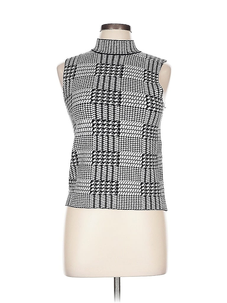 Gracia Houndstooth Silver Sweater Vest Size L - photo 1