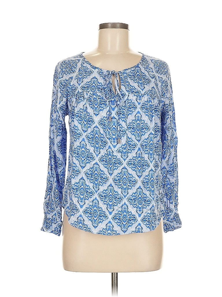 Pre-owned Cynthia Rowley Tjx Long Sleeve Blouse In Blue
