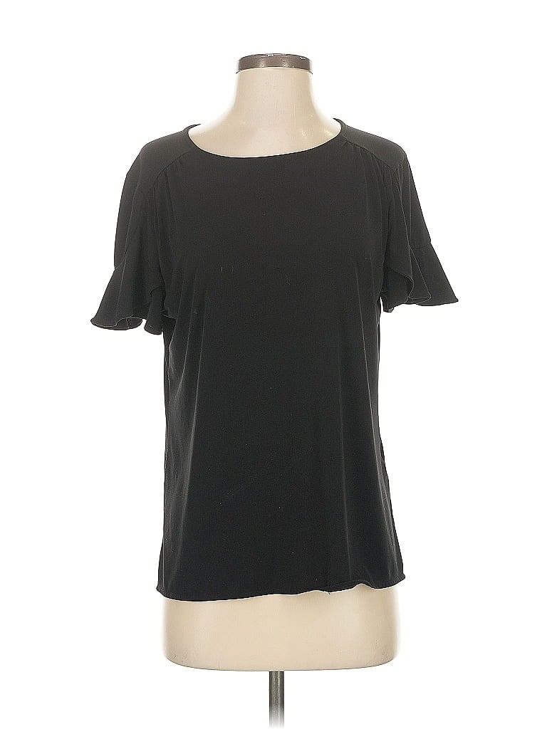 Pre-owned Banana Republic Factory Store Short Sleeve Top Black Scoop Neck Tops