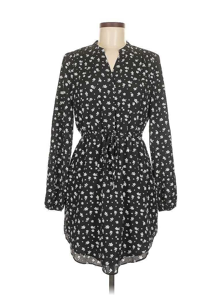 Maison Jules 100% Polyester Print Black Casual Dress Size M - photo 1