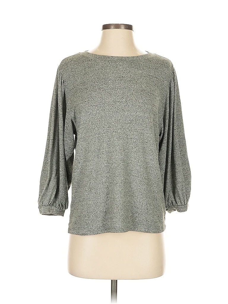 Pre-owned Gap 3/4 Sleeve Top Gray Boatneck Tops