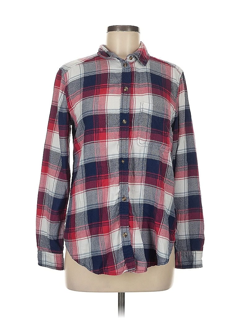 Pre-owned American Eagle Outfitters Long Sleeve Button Down Shirt In Blue