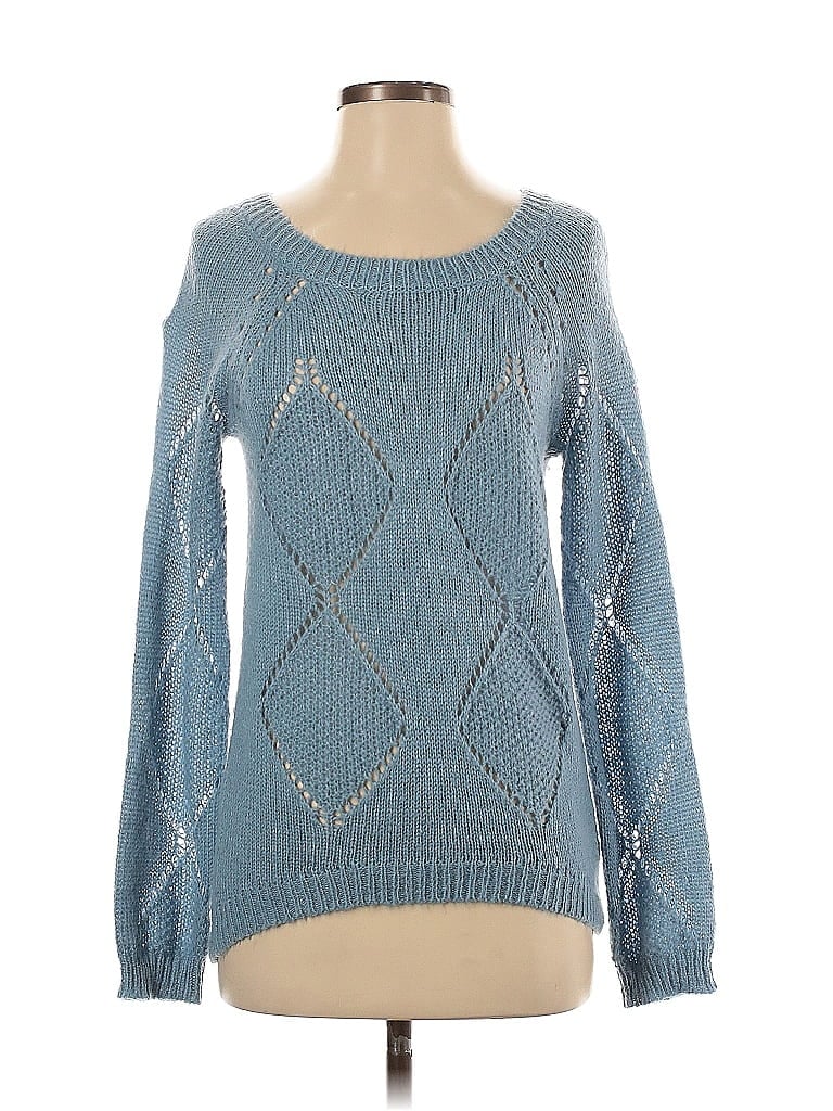 OLIVIA SKY Pre-owned Long Sleeve Top Blue Boatneck Tops