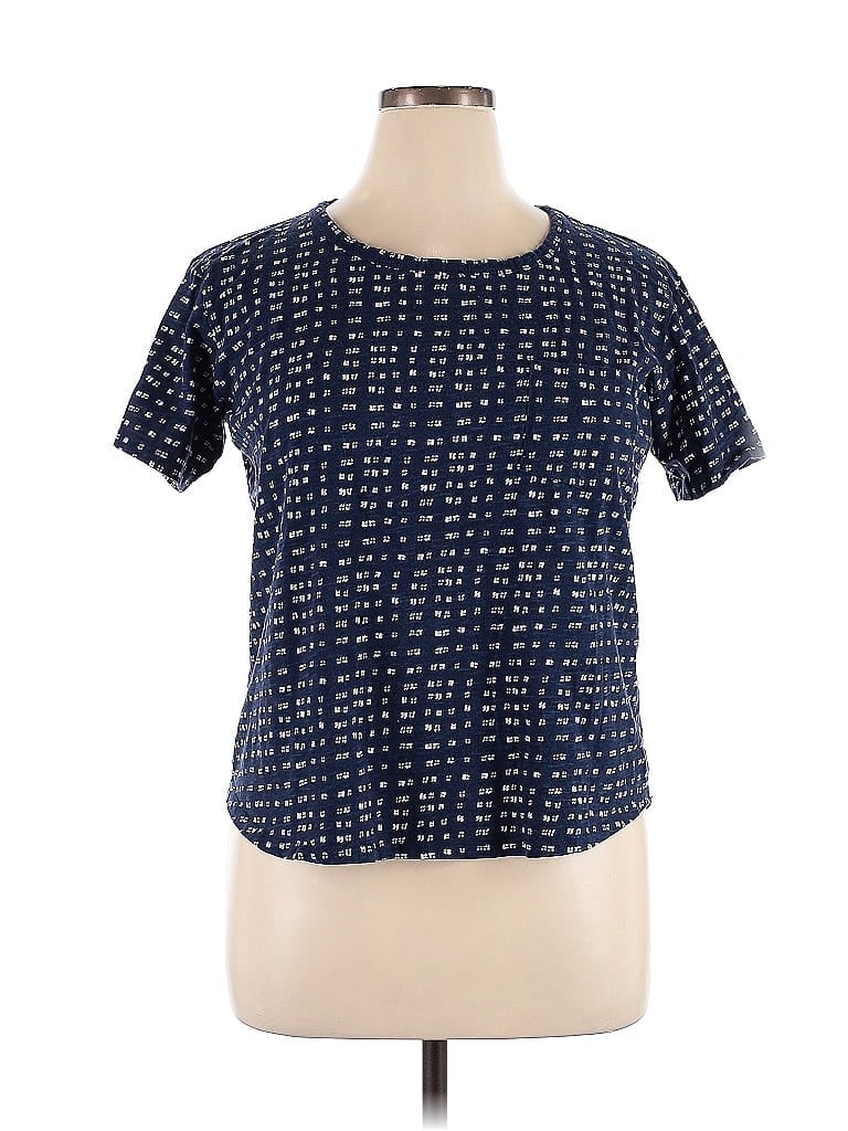Pre-owned A.n.a. A New Approach Short Sleeve Blouse In Blue