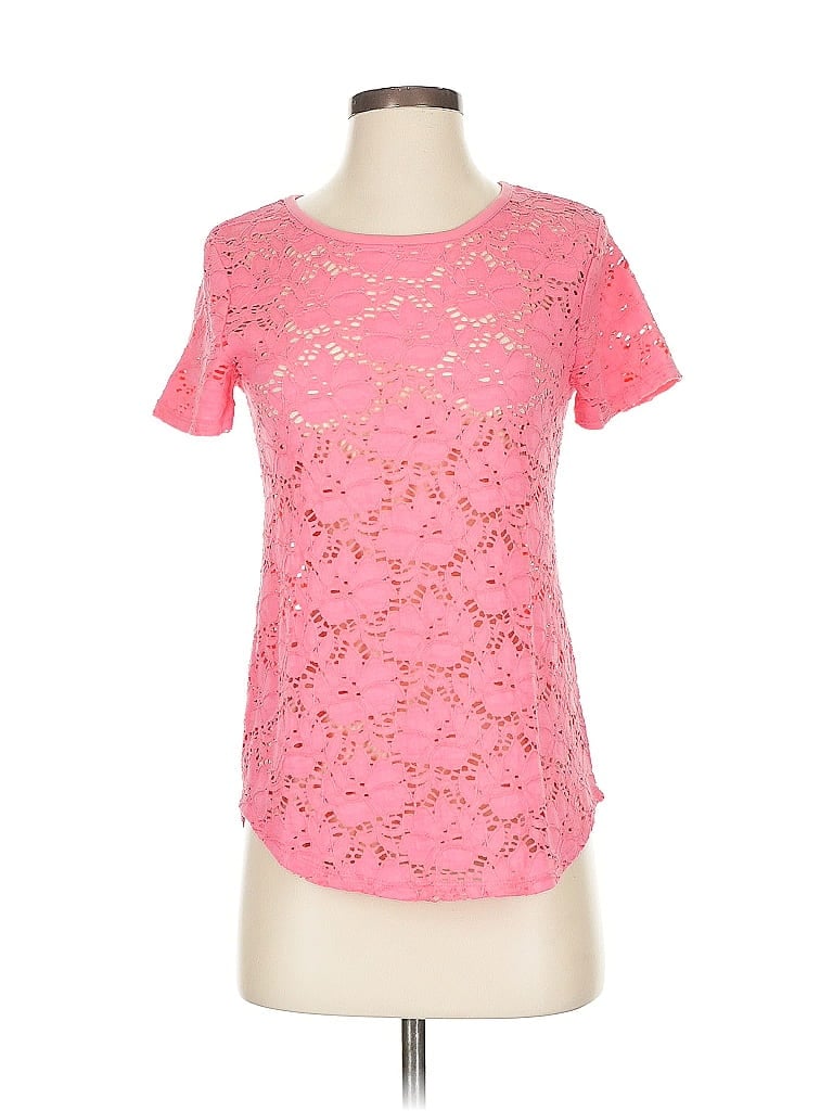 Click to view more detailed imagery on our partner's website Pre-owned Ann Taylor Loft Short Sleeve Top Pink Sweetheart Neckline Tops
