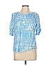 Ella Checkered-gingham Blue Short Sleeve T-Shirt Size L - photo 1