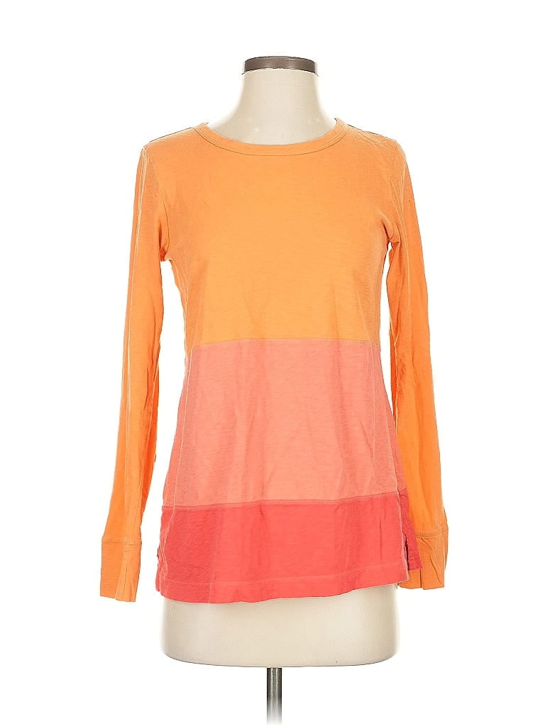 Click to view more detailed imagery on our partner's website Pre-owned Jjill Long Sleeve Top Orange Color Block Pattern Boatneck Tops