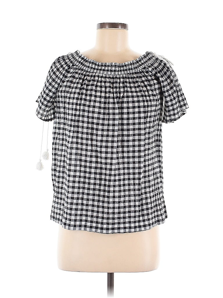 Pre-owned Ann Taylor Loft Short Sleeve Blouse In Black