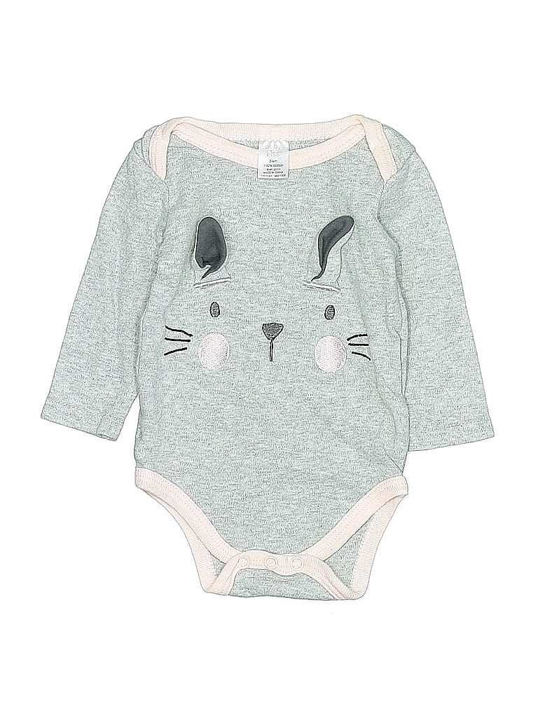 Pre-owned Baby Kiss Babies' Long Sleeve Onesie In Gray