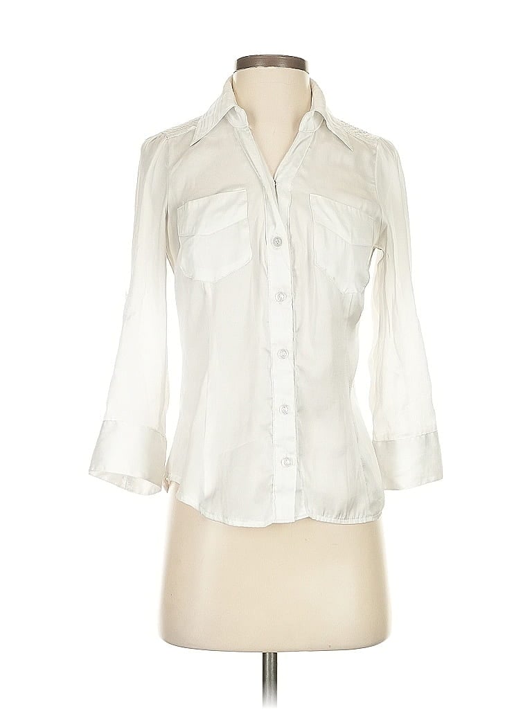Pre-owned Xoxo 3/4 Sleeve Button Down Shirt In White