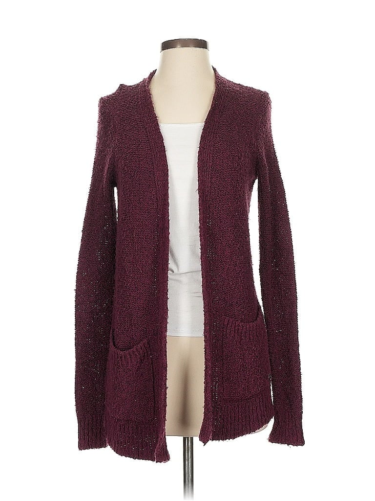 Pre-owned Hollister Cardigan Sweater In Burgundy