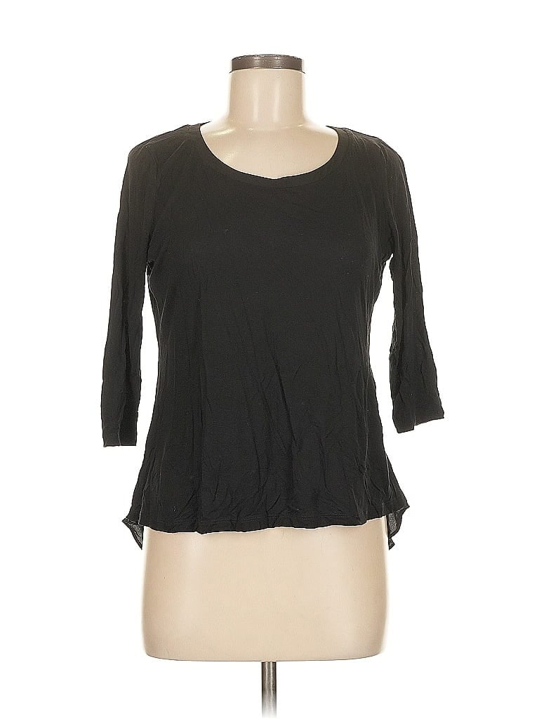 Pre-owned Ann Taylor Factory 3/4 Sleeve Top Black Scoop Neck Tops
