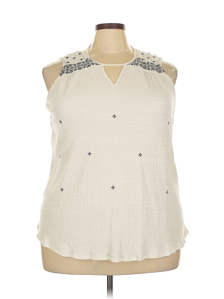 Pre-owned Bobeau Sleeveless Blouse In White