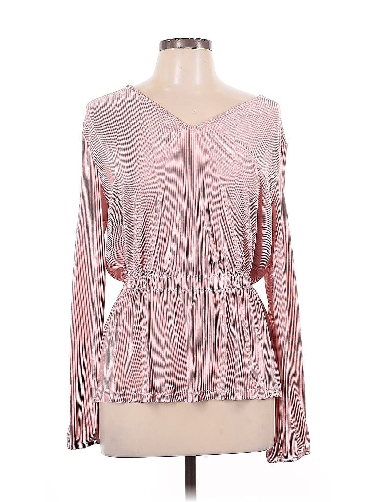 Pre-owned Lane Bryant Long Sleeve Blouse In Pink