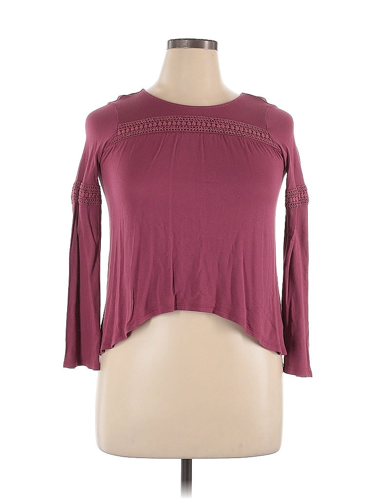 Click to view more detailed imagery on our partner's website Pre-owned Old Navy Long Sleeve Top Burgundy Keyhole Neckline Tops
