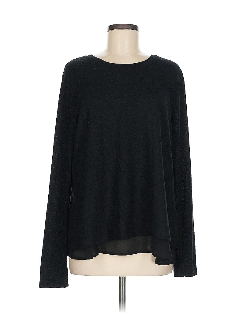 Pre-owned Bobeau Long Sleeve Top Black Crew Neck Tops