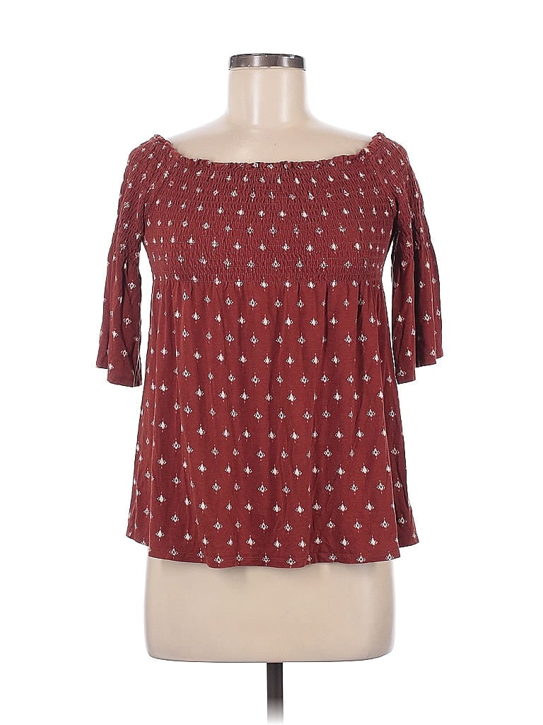 Pre-owned Rewind 3/4 Sleeve Blouse In Burgundy