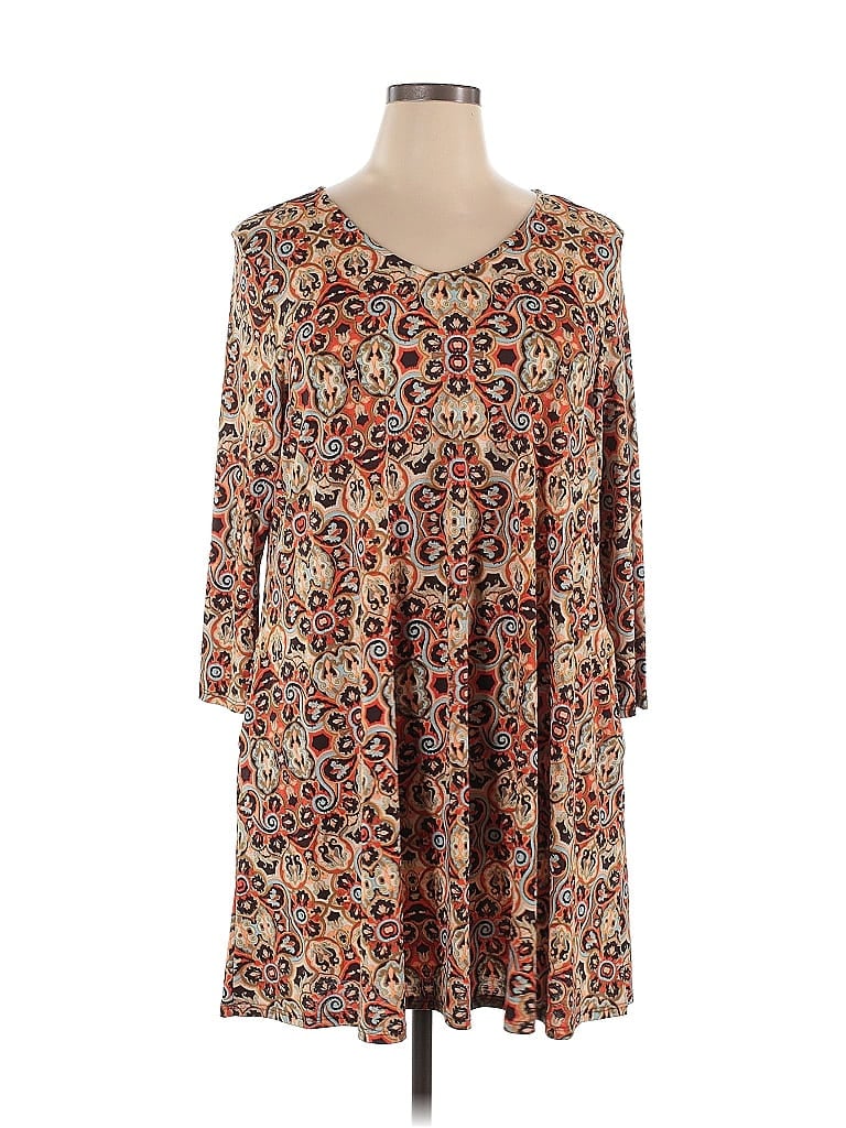Honeyme Paisley Brown Casual Dress Size XL - photo 1