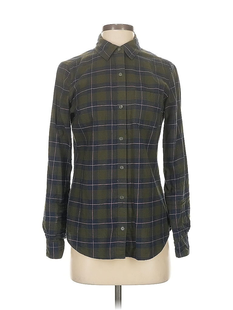 Pre-owned Banana Republic Factory Store Long Sleeve Button Down Shirt In Green