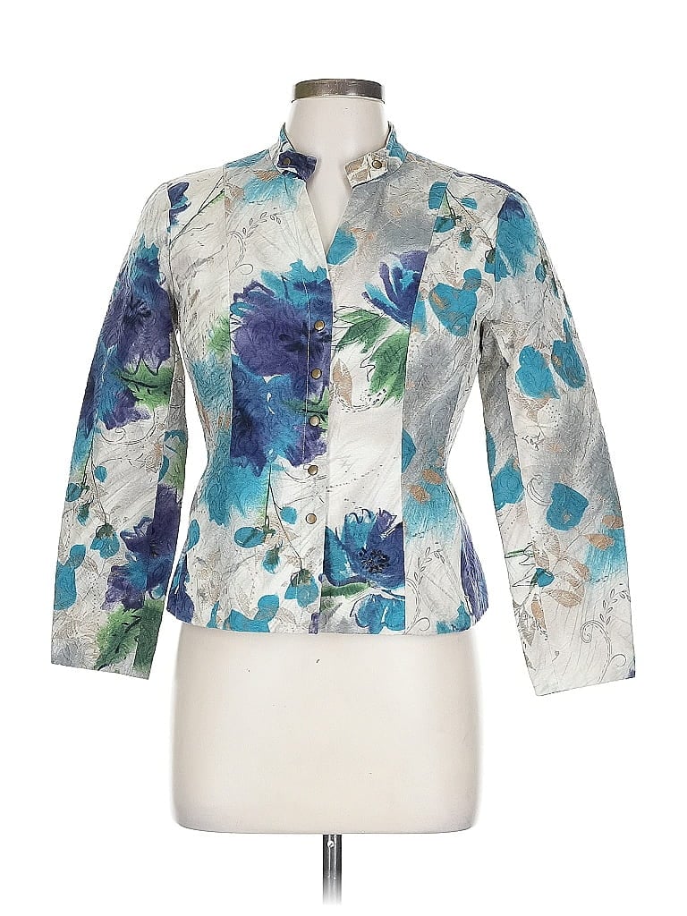 Pre-owned Coldwater Creek 3/4 Sleeve Blouse In Blue