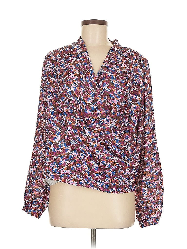 Pre-owned New York And Company Long Sleeve Blouse In Purple