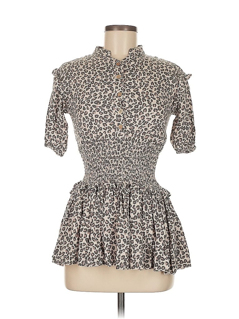 Pre-owned Jessica Simpson Short Sleeve Blouse In Brown