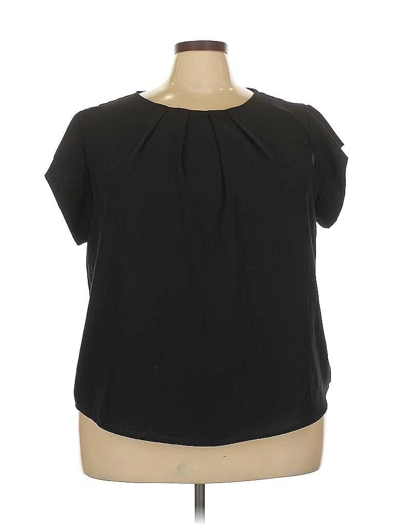 Pre-owned Shein Curve Short Sleeve Blouse In Black