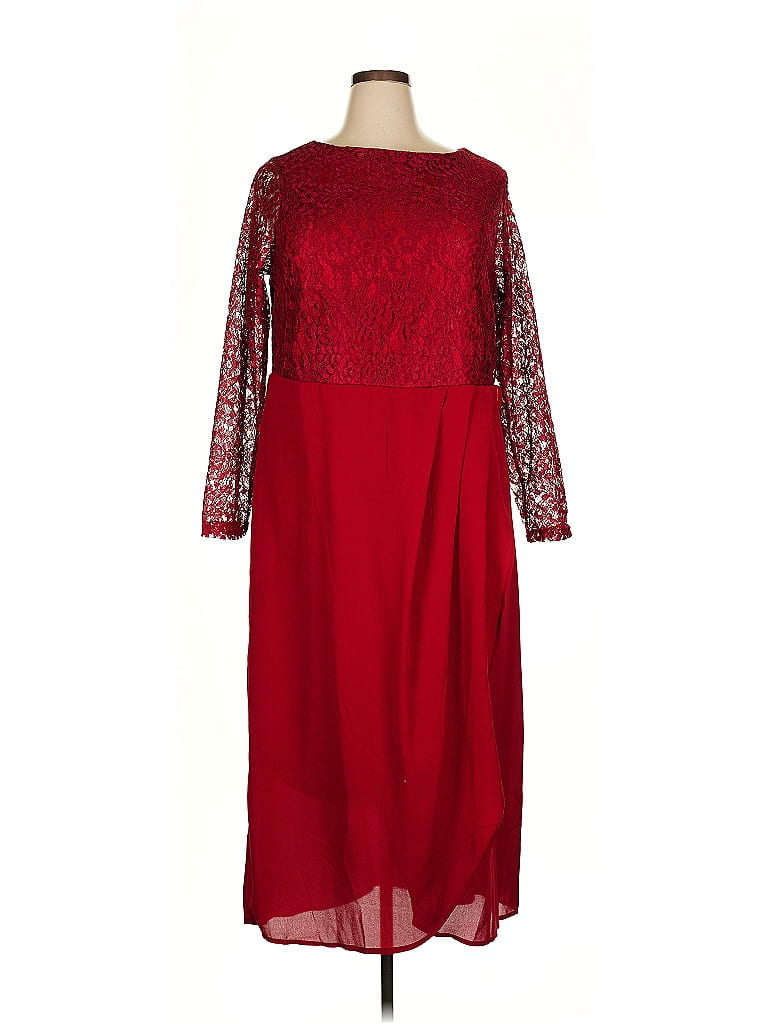 Roaman's 100% Polyester Red Cocktail Dress Size 20W - photo 1