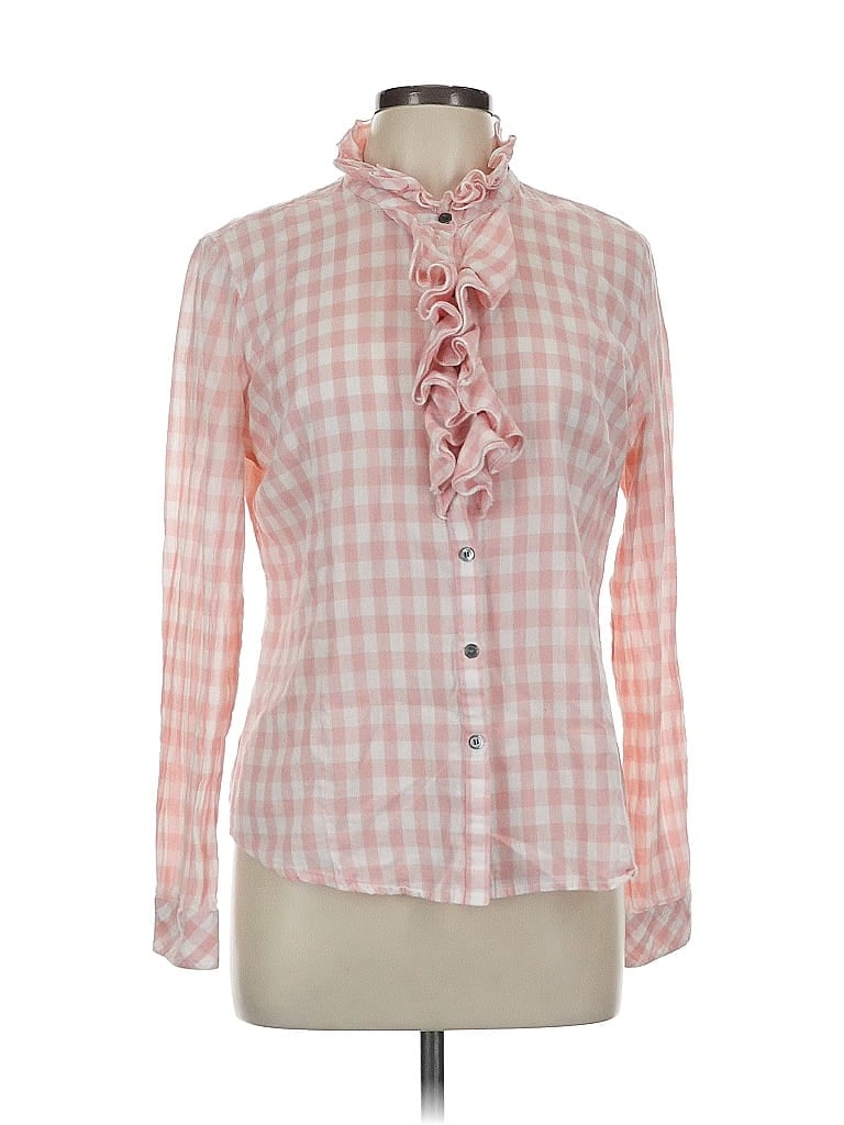 Pre-owned Garnet Hill Long Sleeve Blouse In Pink