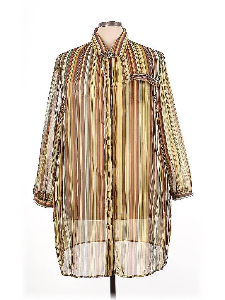 Pre-owned Ashley Stewart Long Sleeve Blouse In Yellow