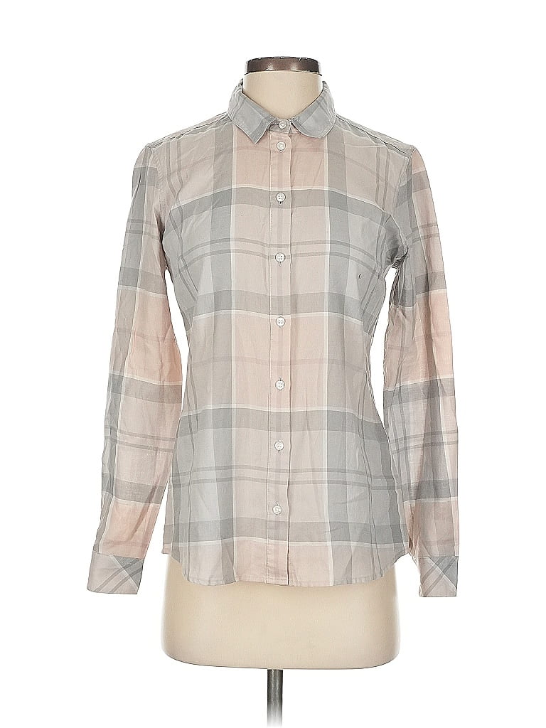 Barbour 100% Cotton Plaid Gray Long Sleeve Button-Down Shirt Size 4 - photo 1