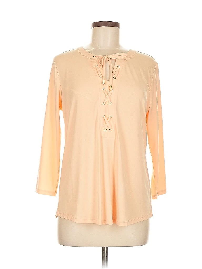 Pre-owned Calvin Klein 3/4 Sleeve Blouse In Orange