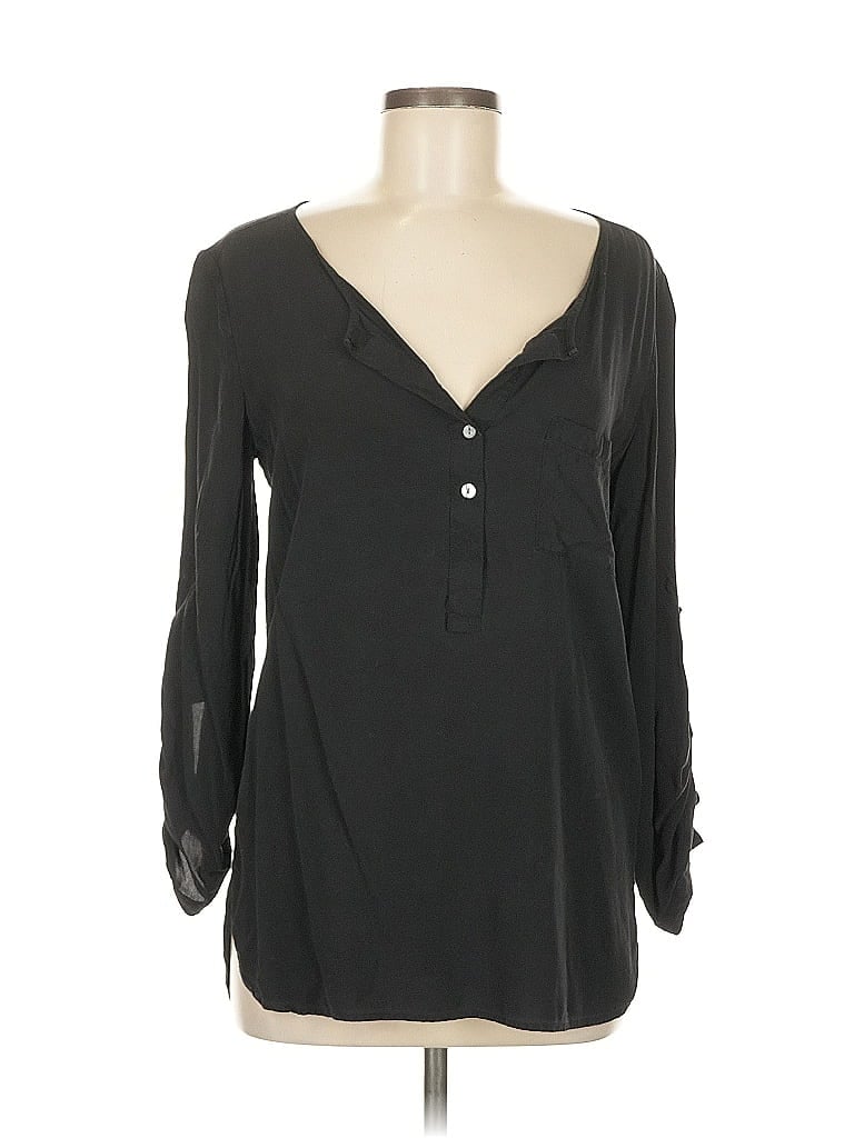 Pre-owned Max Studio Long Sleeve Blouse In Black
